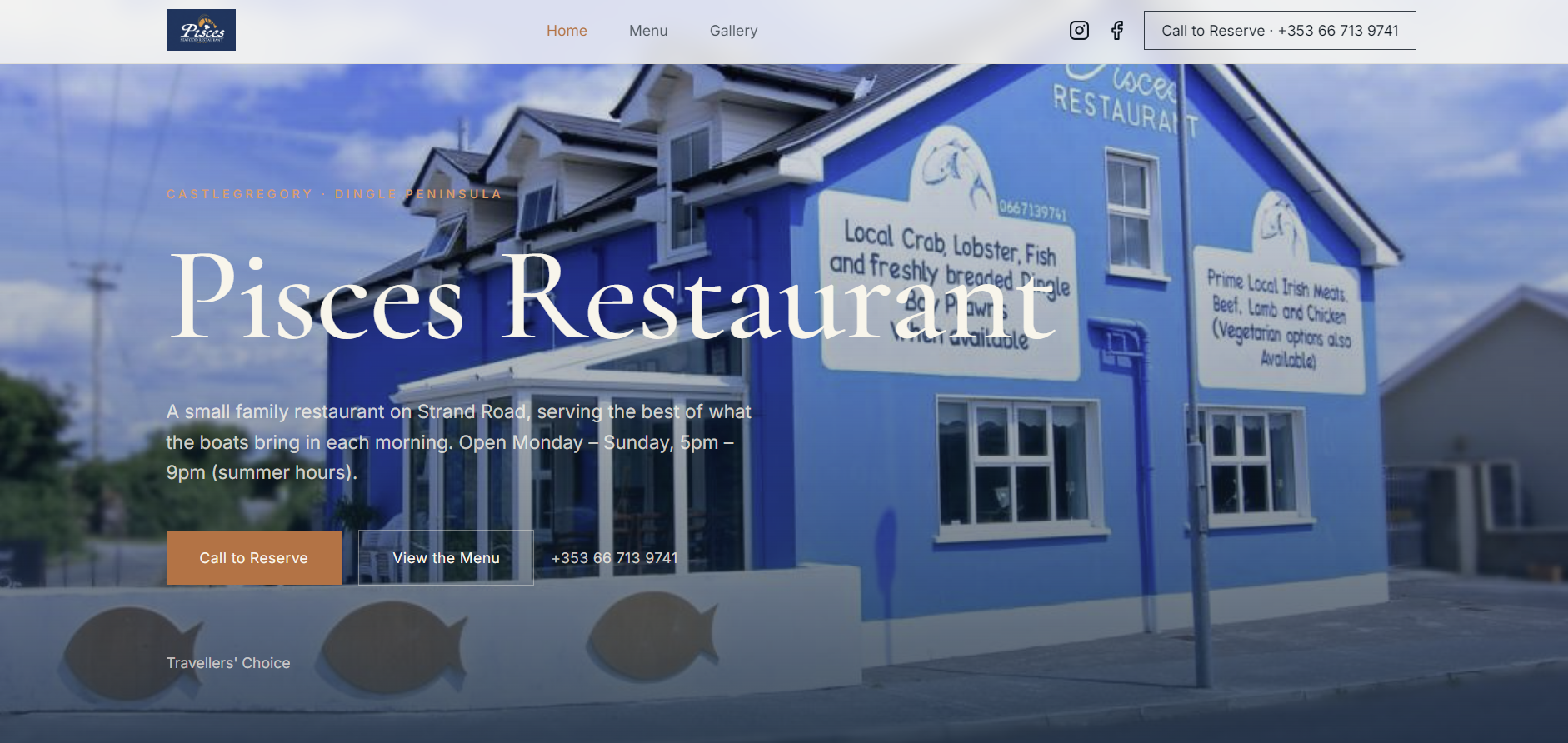 Pisces Restaurant website designed by Studio Éire
