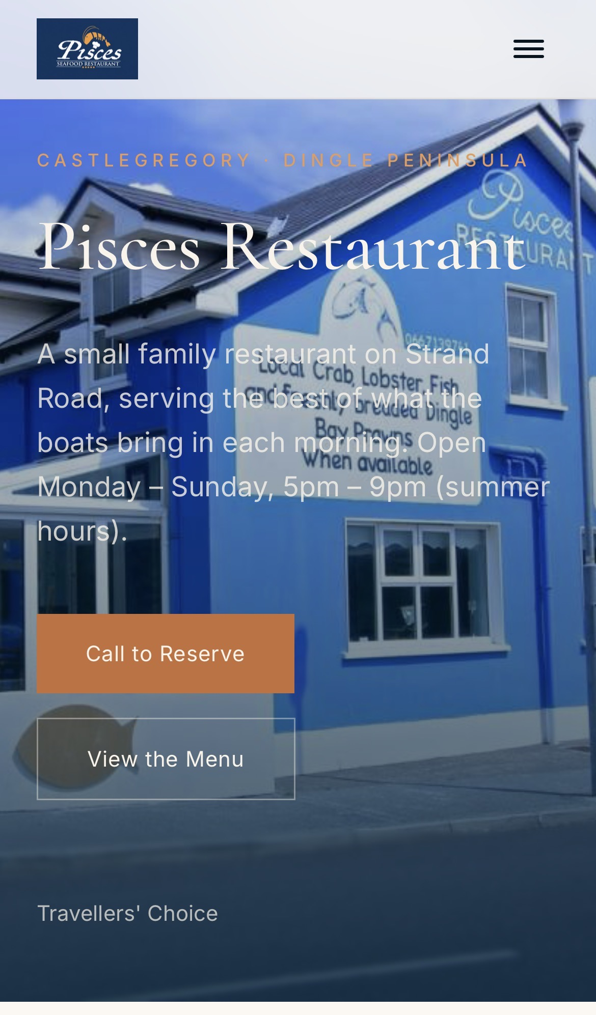 Pisces Restaurant website designed by Studio Éire